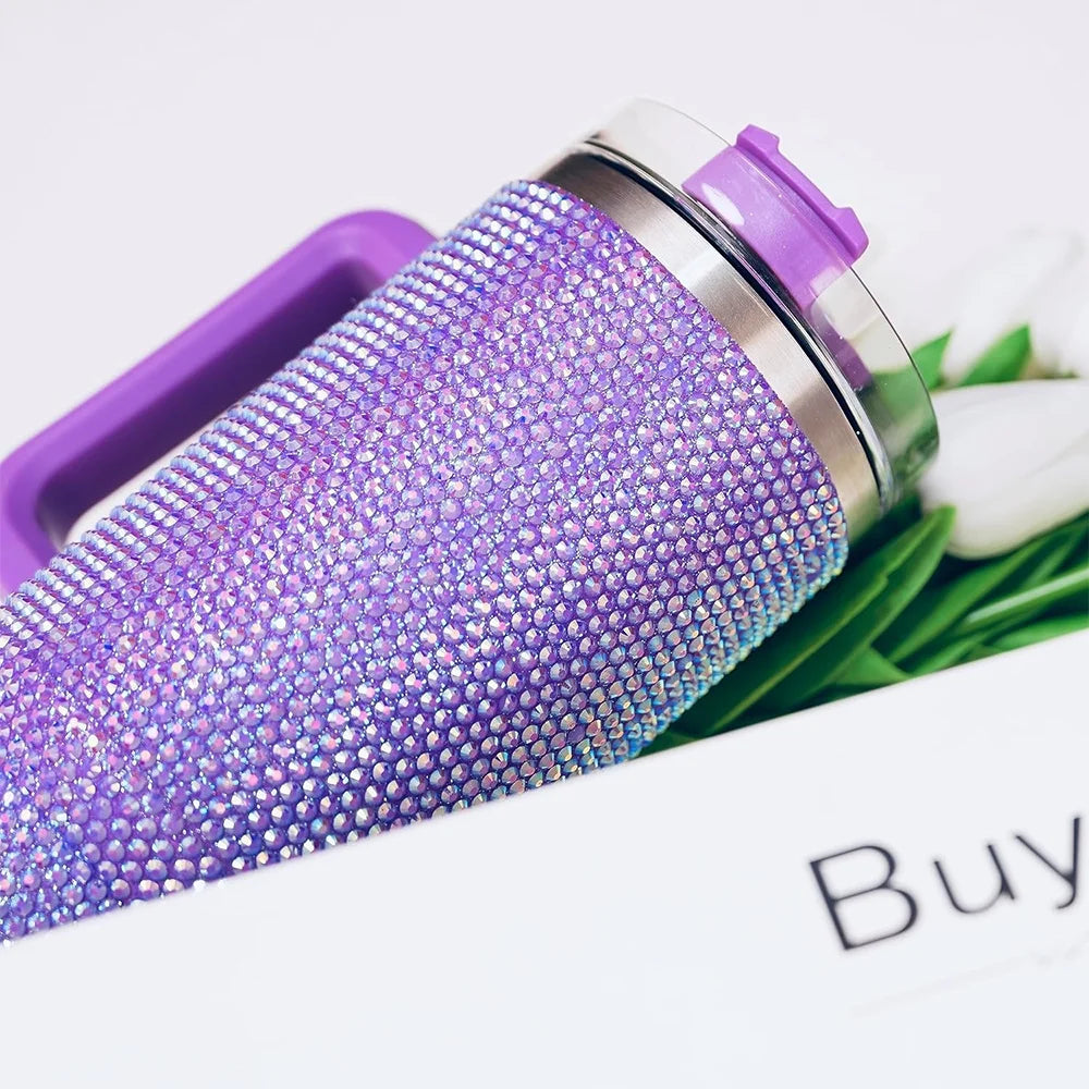 Rhinestone Stainless Steel Insulated Tumbler with Lids Q470