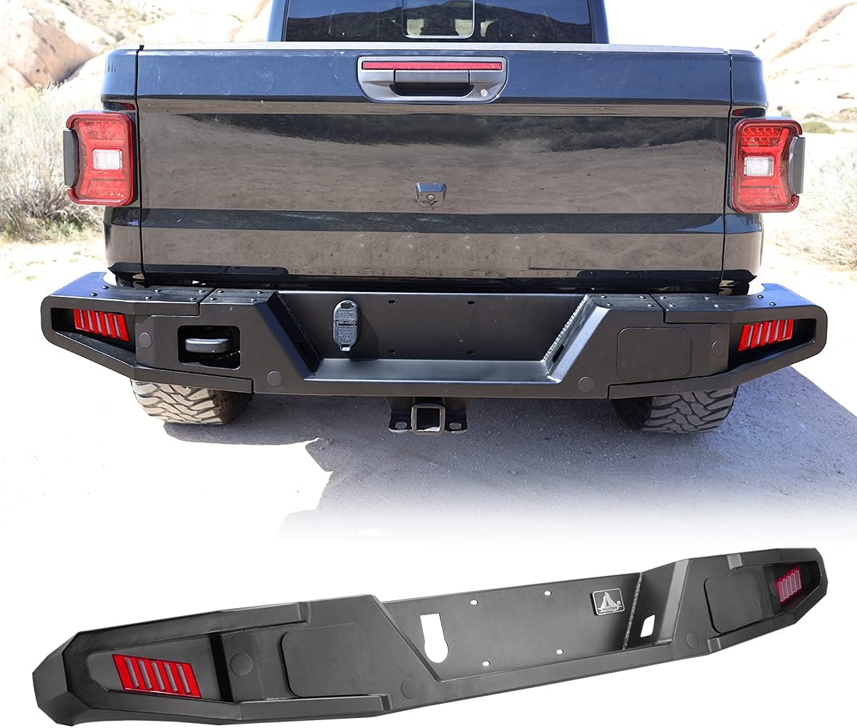 Rear Bumper with 2 Led Lights and Hitch Receiver B353042