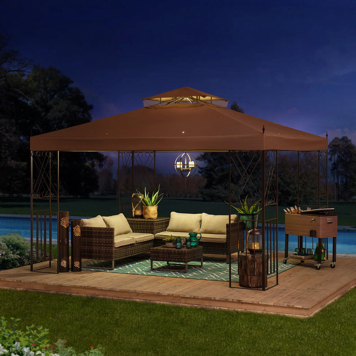 10 x 12 ft. 2 Tiered Steel Gazebo I1785