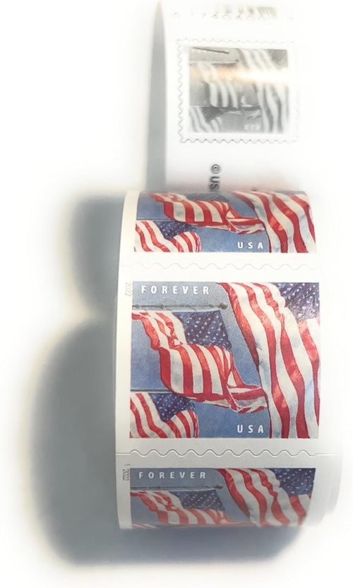 100 Roll US Flag Postage Stamps B60806