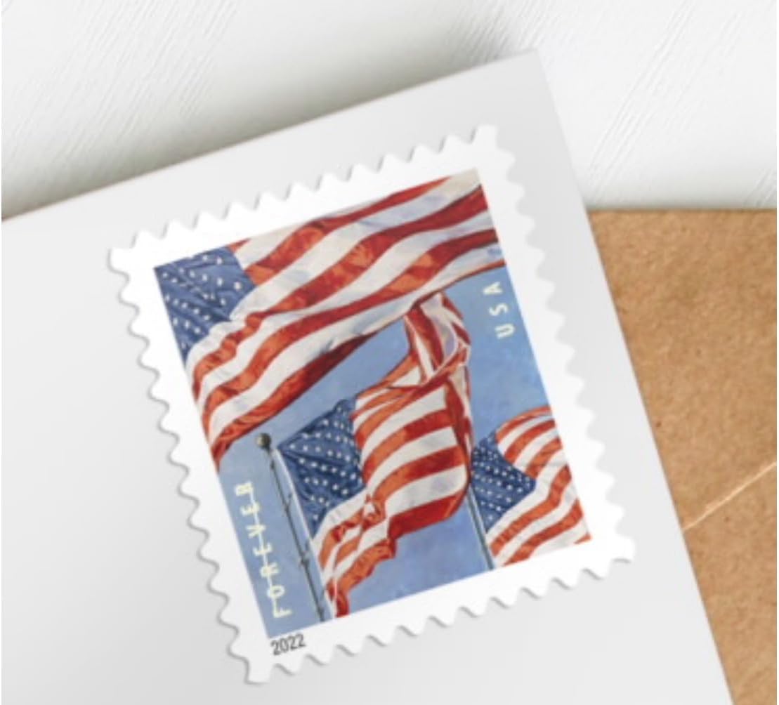 100 Roll US Flag Postage Stamps B60806