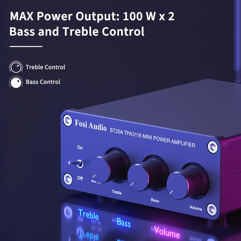 Bluetooth 5.0 Stereo Amplifier 100W x 2 with Power Supply, Pack of 2 Q42359