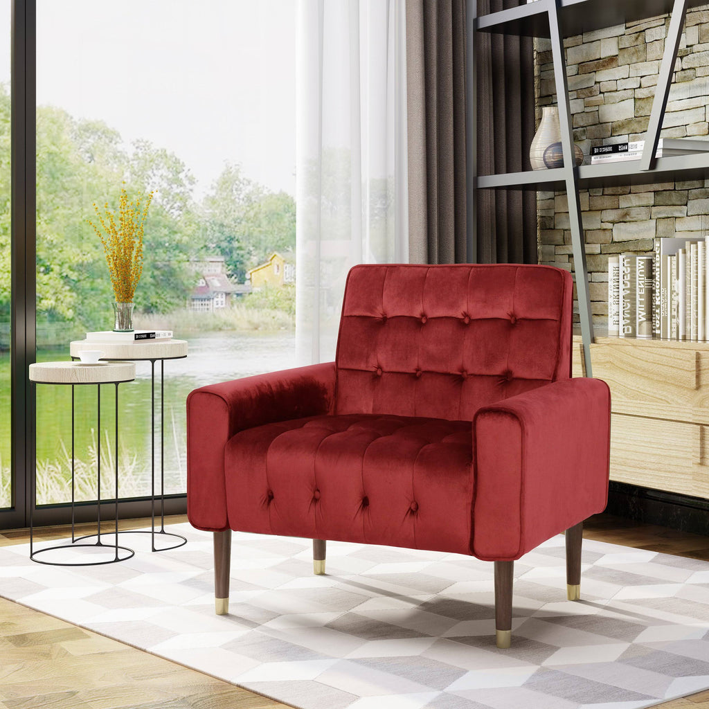 Emerald Velvet Button-Tufted Armchair C4308