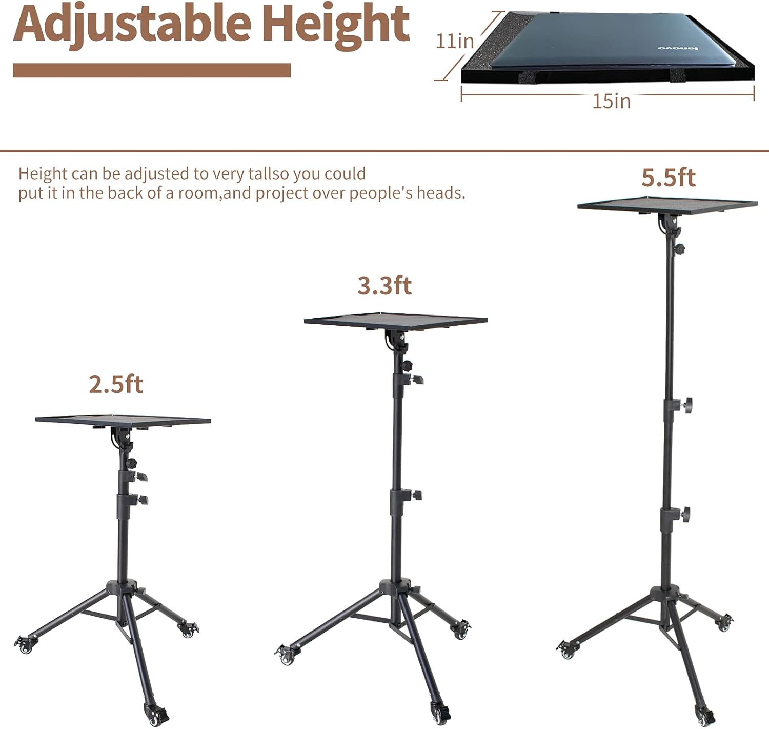 Adjustable Height Metal Laptop Tripod Stand, Pack of 2 W9382