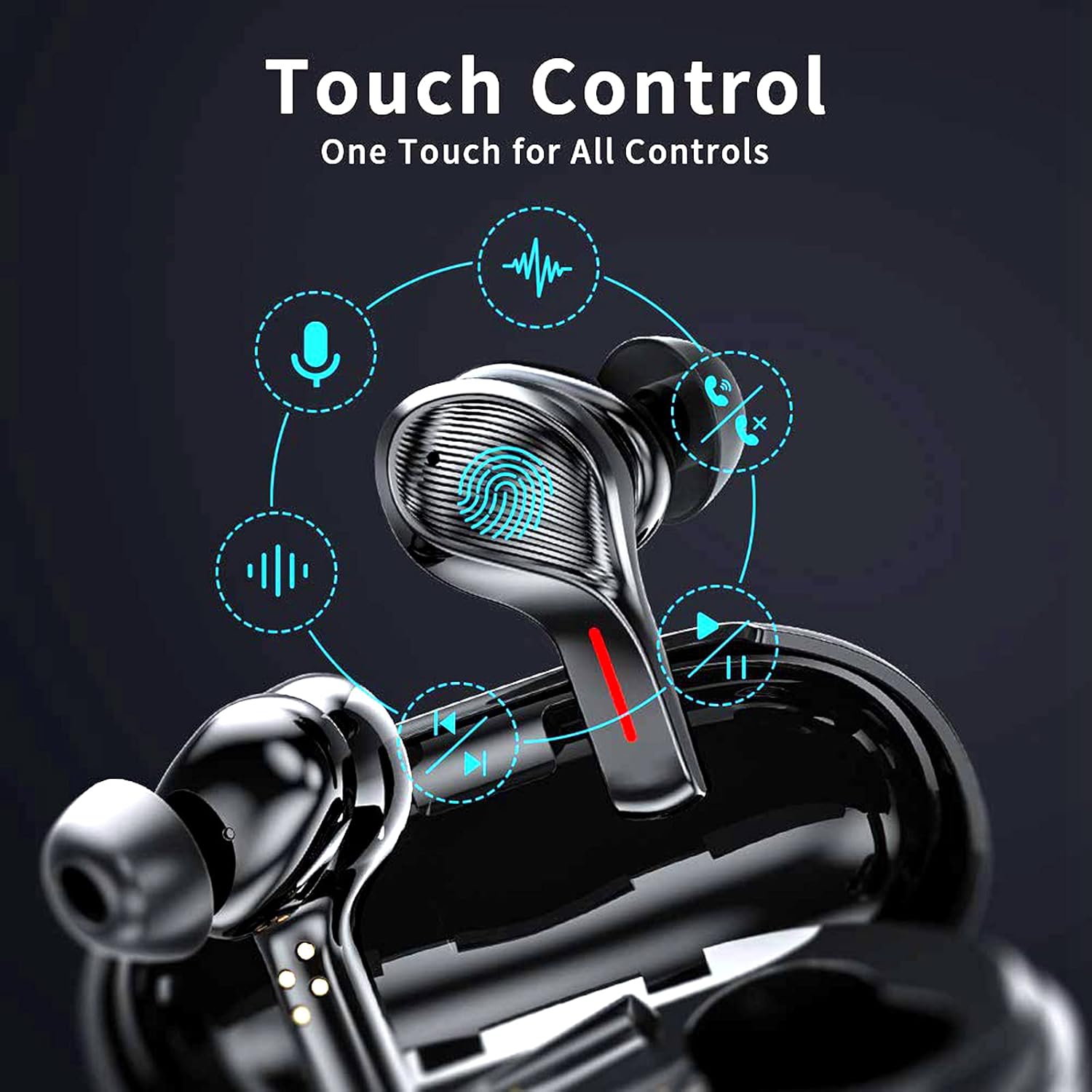 True Wireless Earbuds with 4 Microphones, ANC 8.0 Noise Reduction, Graphene Driver, USB C, 40H Playtime, IPX7 Waterproof, Pack of 2 T735
