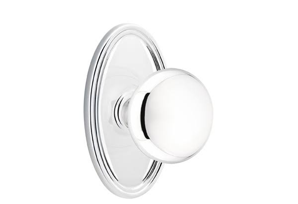 Passage Knob with Oval Rose, Bright Chrome I22591