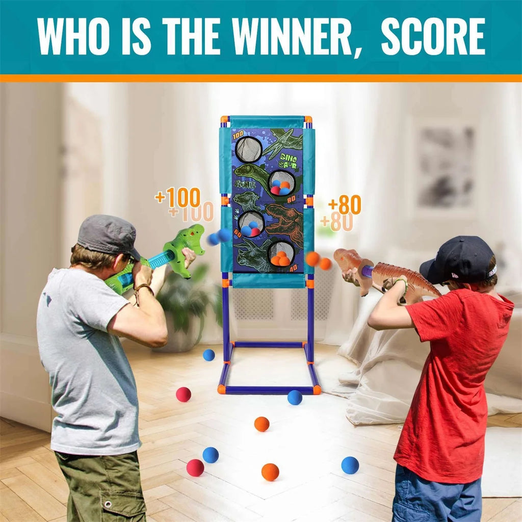 Dinosaur Shooting Game Toy with 2pk Foam Ball Popper Air Guns & 30 Foam Balls Y989