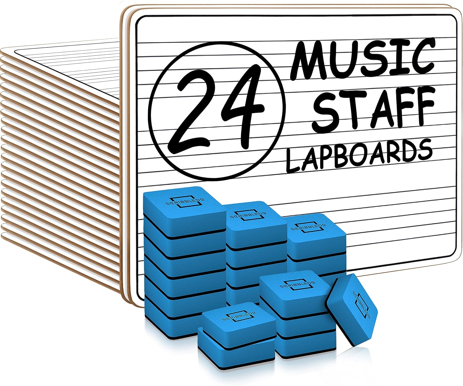 24 Pack Double Sided Dry Erase Music Staff White Boards 9"X"12 Inch D5193