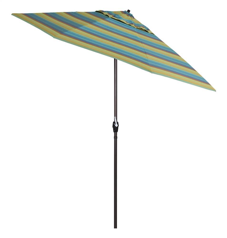 9 ft. Bronze Aluminum Patio Umbrella in Astoria Lagoon Sunbrella U672070