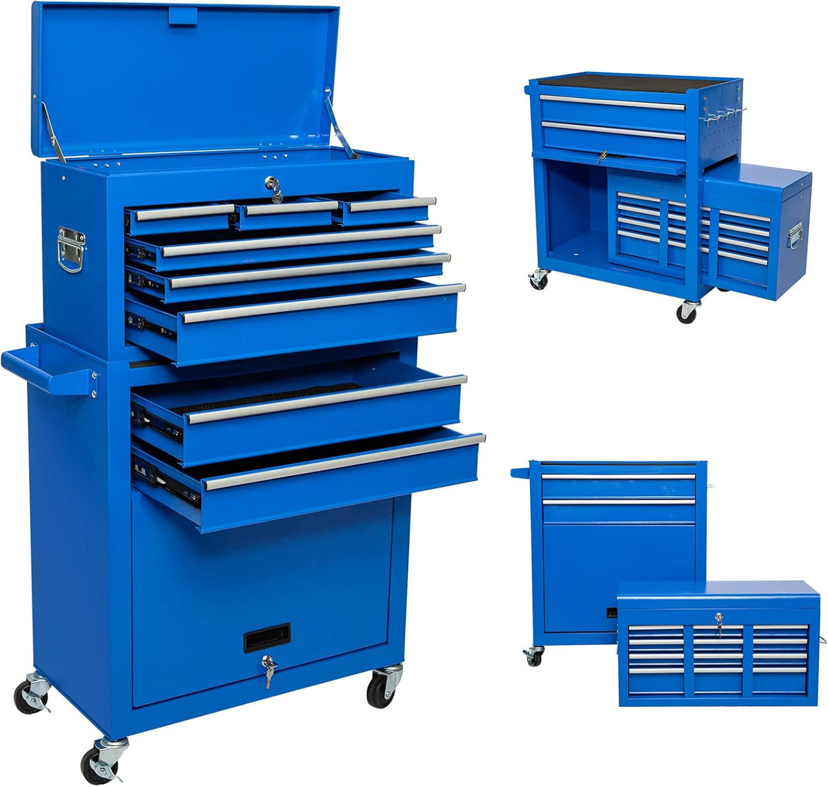 Red 8 Drawer Rolling Metal Tool Chest with Wheels L236