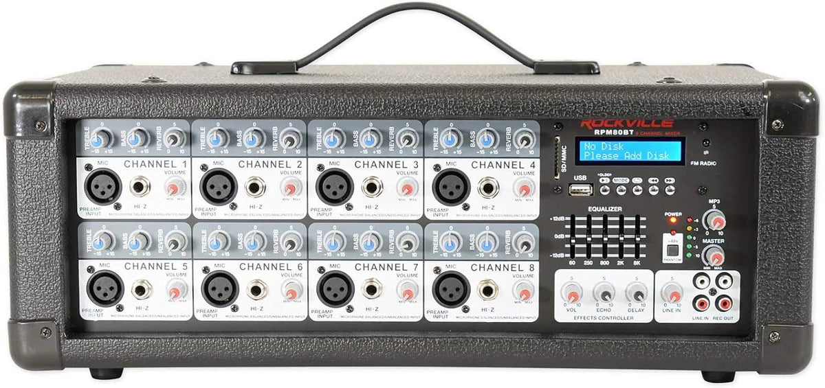 2400w Powered 8 Channel Mixer/Amplifier with Bluetooth W6199