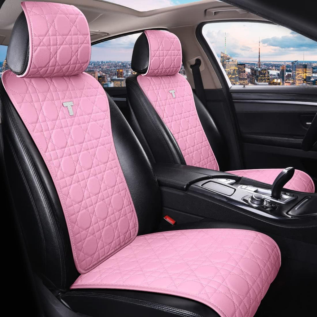 Pink Faux Leather Full Set Car Seat Covers 9pcs Y99621