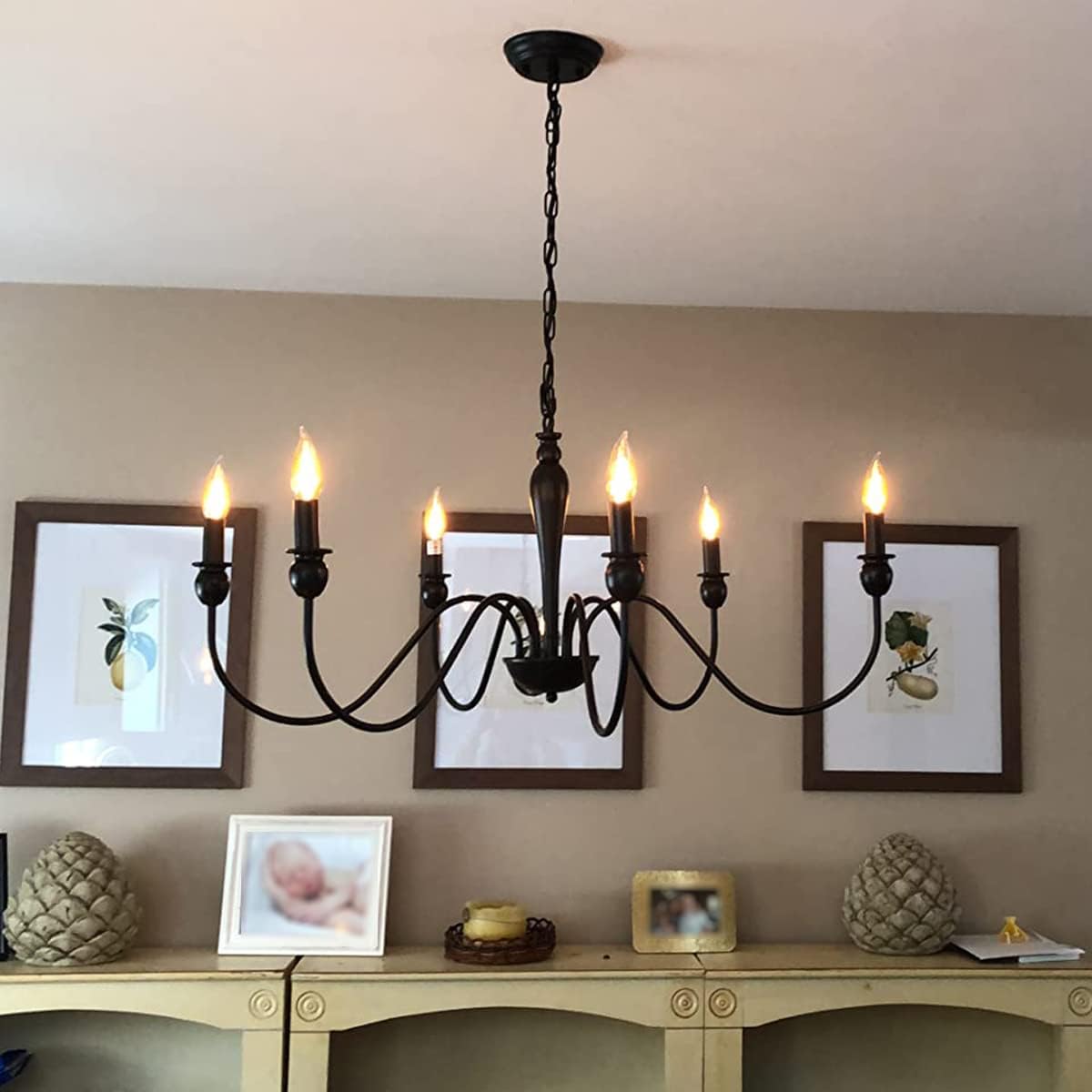 Black Farmhouse 6-Light Chandelier D7686