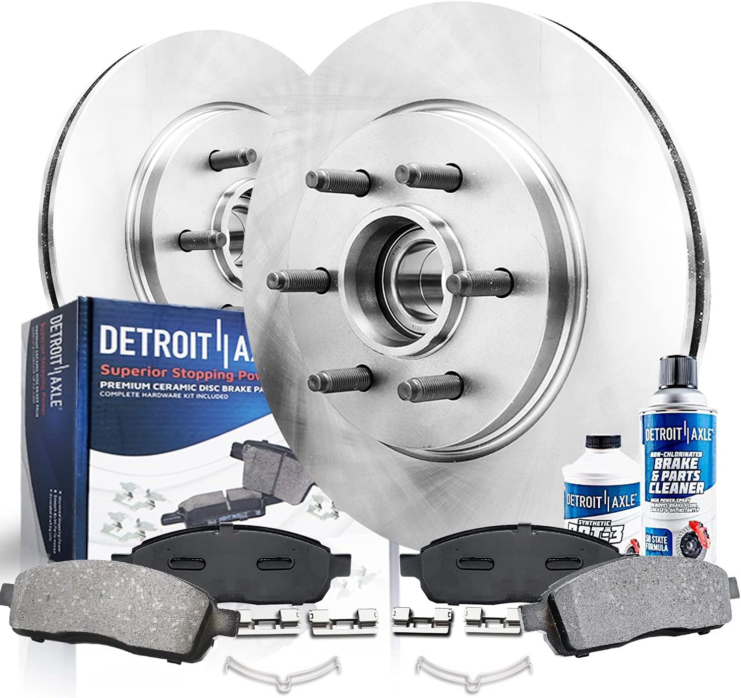 2WD 6-Lug Front Disc Rotors Brake Pads 6pc Set V730