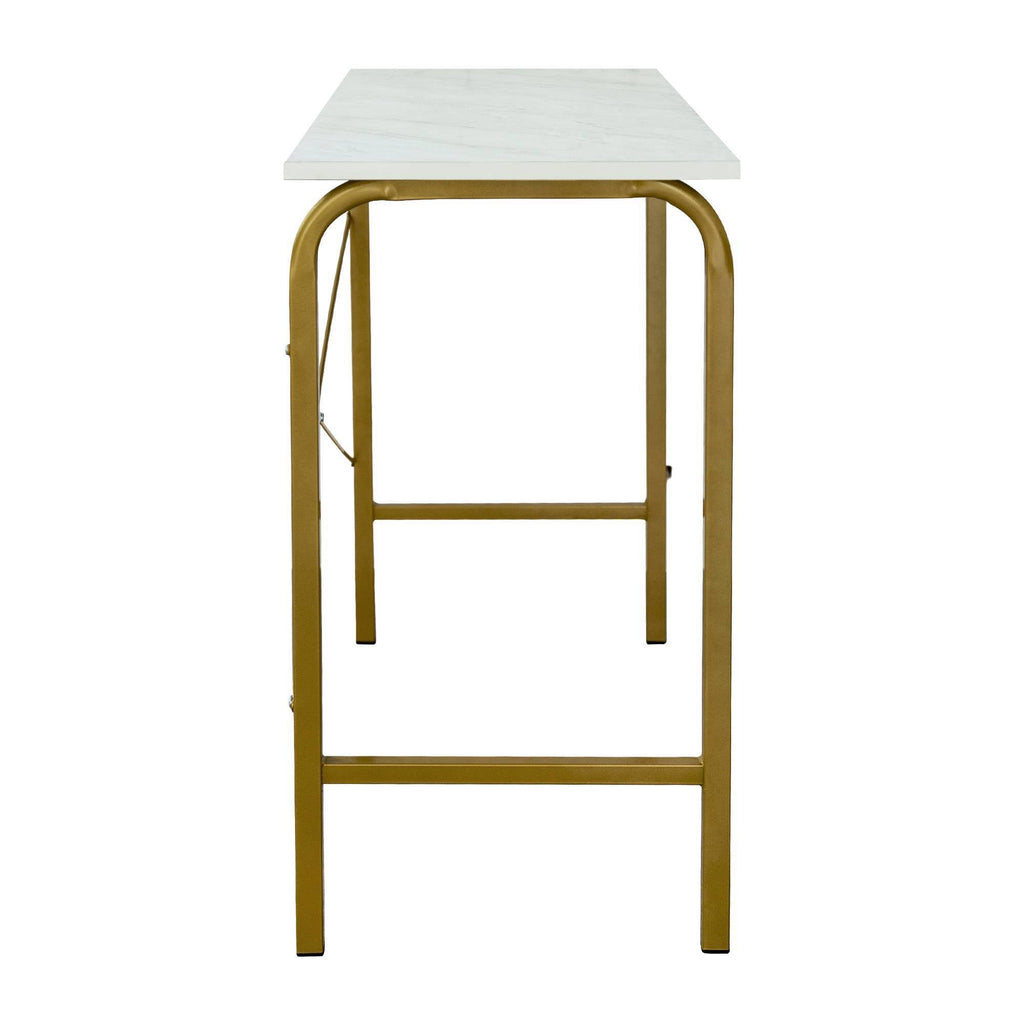 40 inch Faux Marble Top Desk with Brass Frame G1359