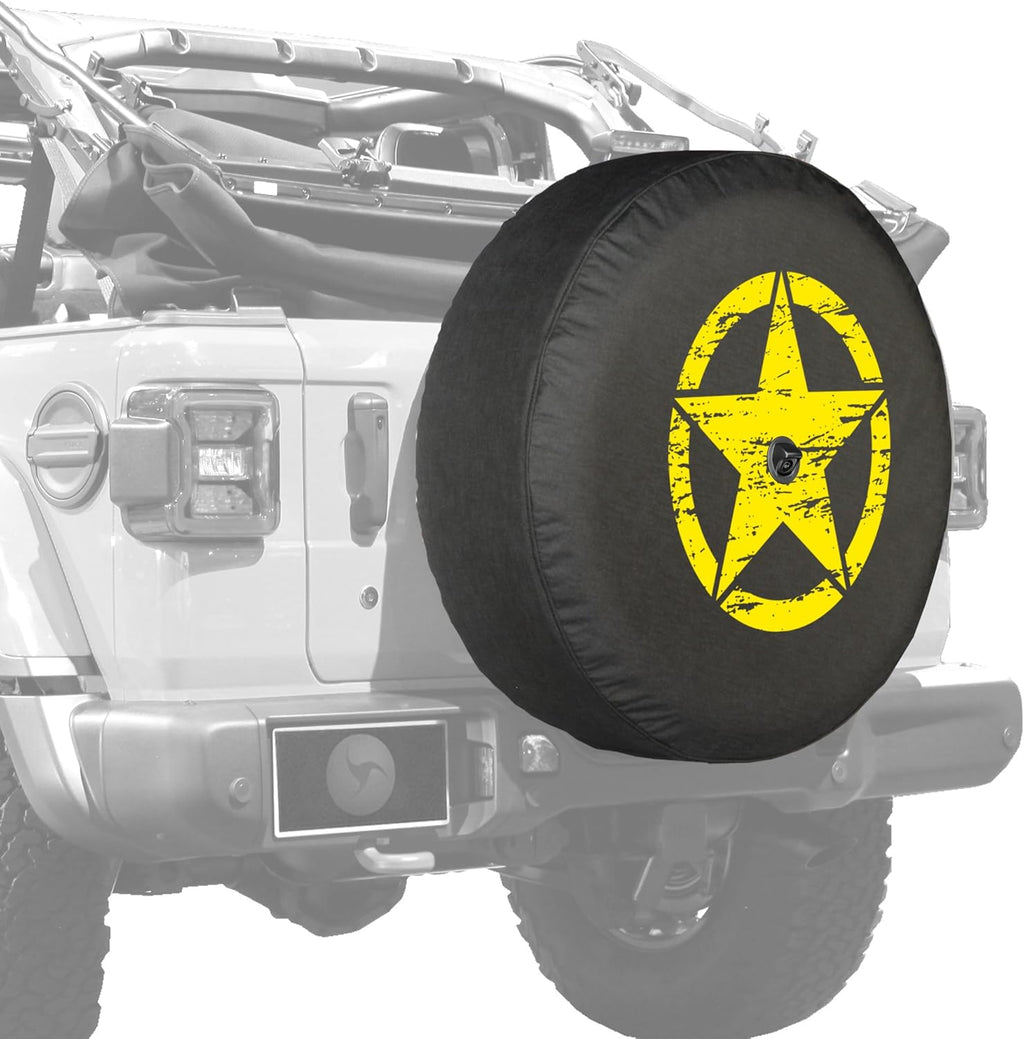Distressed Star White Print 32 Soft Tire Cover for Jeep Wrangler JL with Back-up Camera Z2380