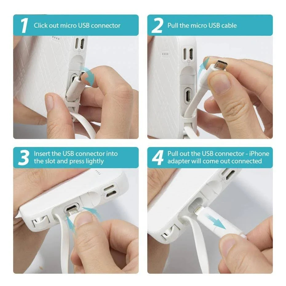 10000mAh Power Bank with Built-in Micro USB Cable T565