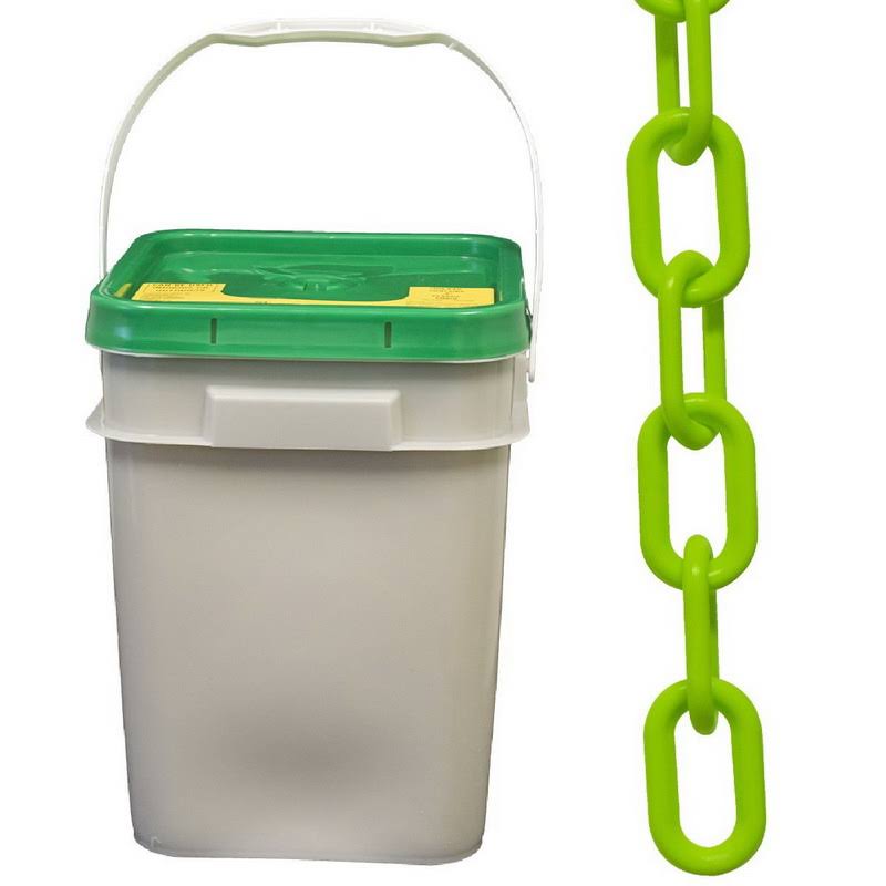 Plastic Chain Barrier in A Pail, Safety Green N412