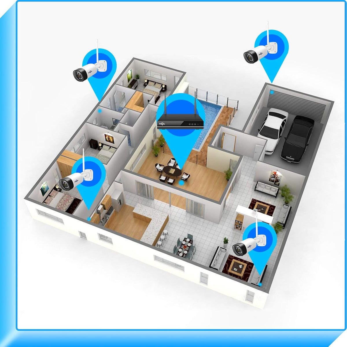 2K WiFi Security Camera System with 1TB Hard Drive U9452
