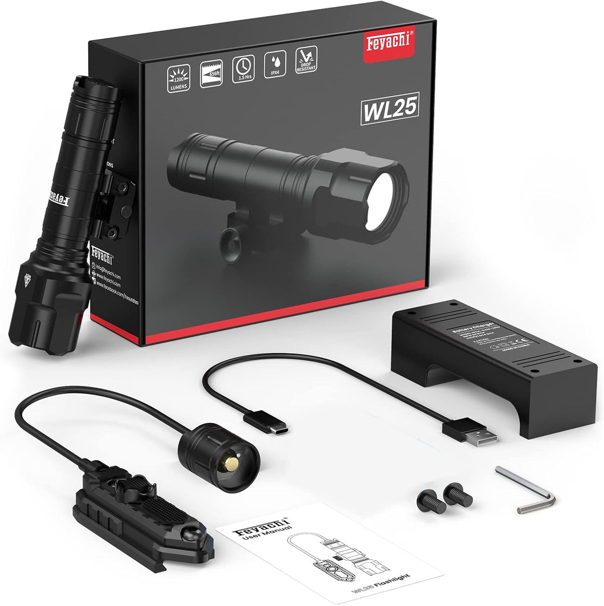 Tactical Flashlight 1200 Lumen LED Weapon Light with Pressure Switch H24425