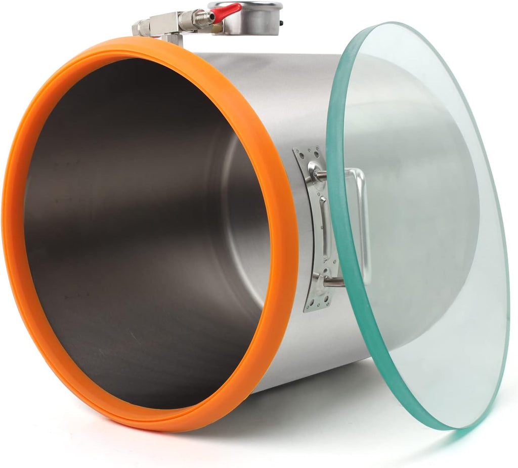 5 Gallon Stainless Steel Vacuum Chamber Kit with Tempered Glass Lid A1804