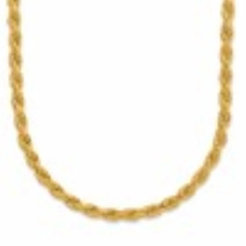 24k Yellow Gold Polished 3mm 22inch Rope Chain Necklace T46508