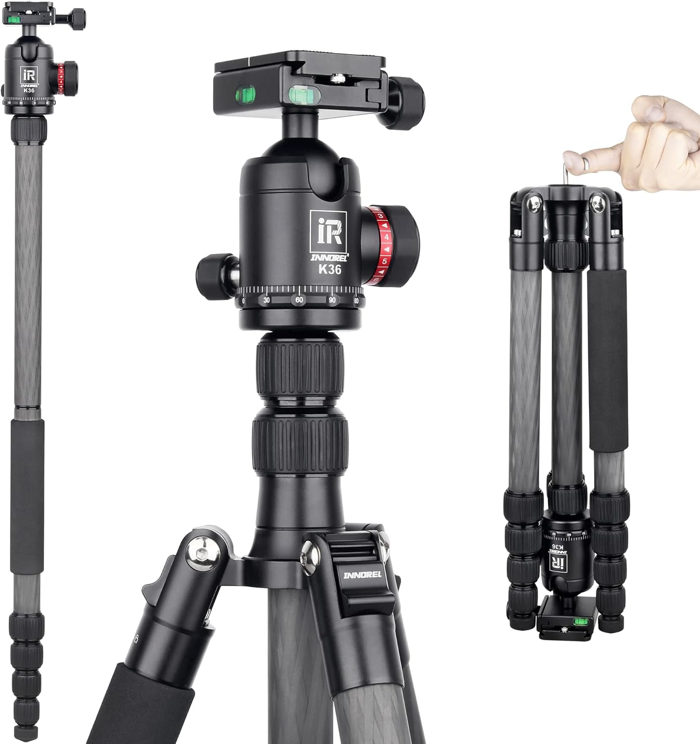 Carbon Fiber Travel Tripod Monopod with 36mm Panoramic Ball Head and Carrying Case B41580