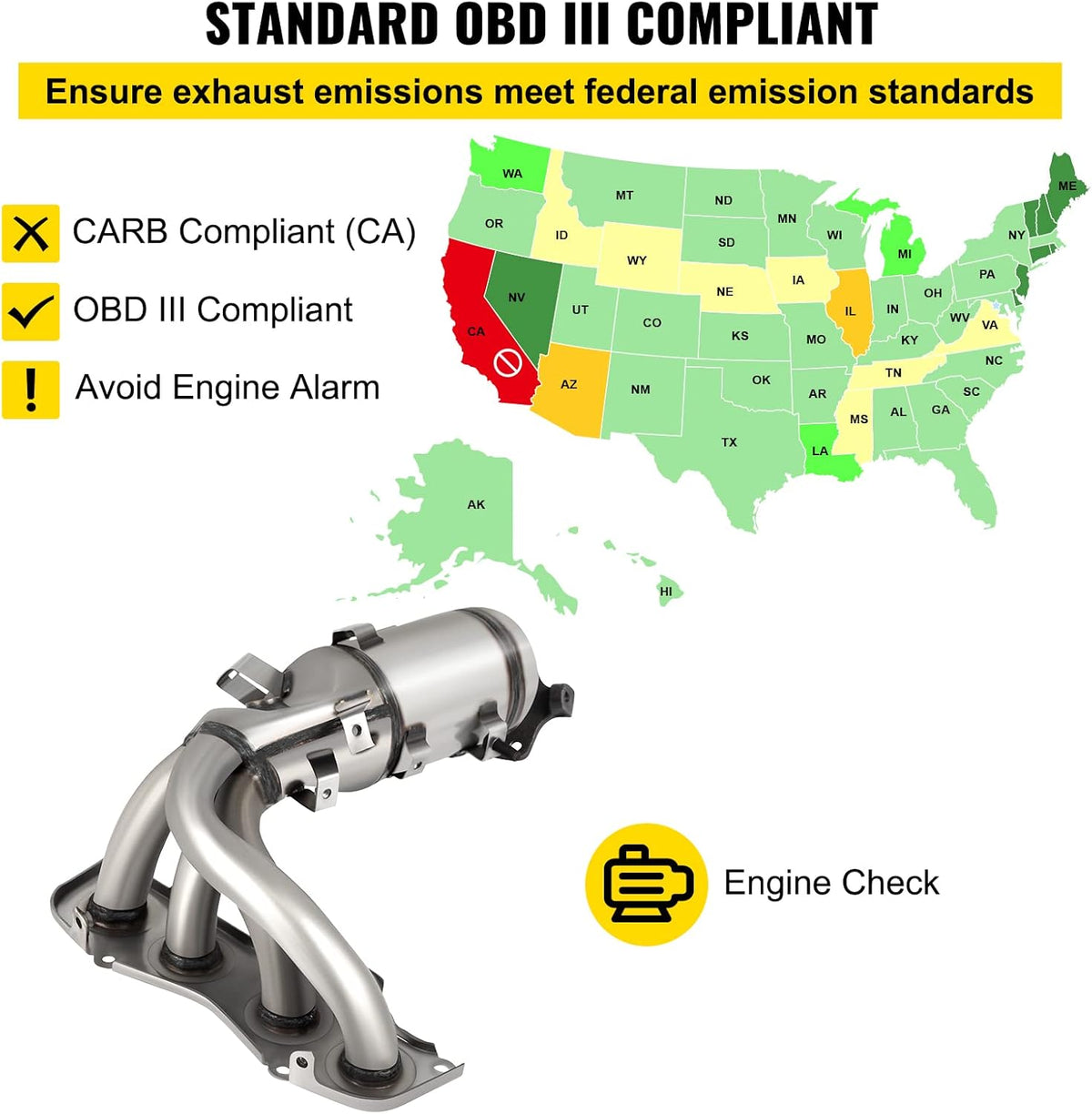 Catalytic Converter Stainless Steel with Gasket Kit D5386