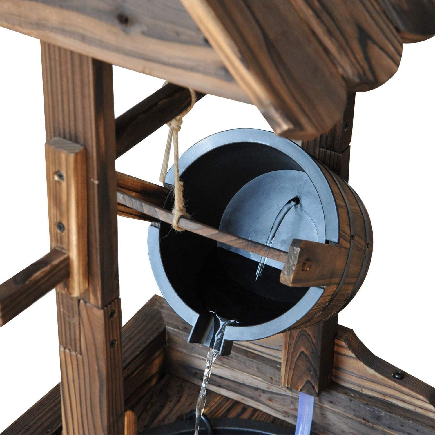 Wood Patio Outdoor Fountain with Adjustable Flow Submersible Electric Pump D2147