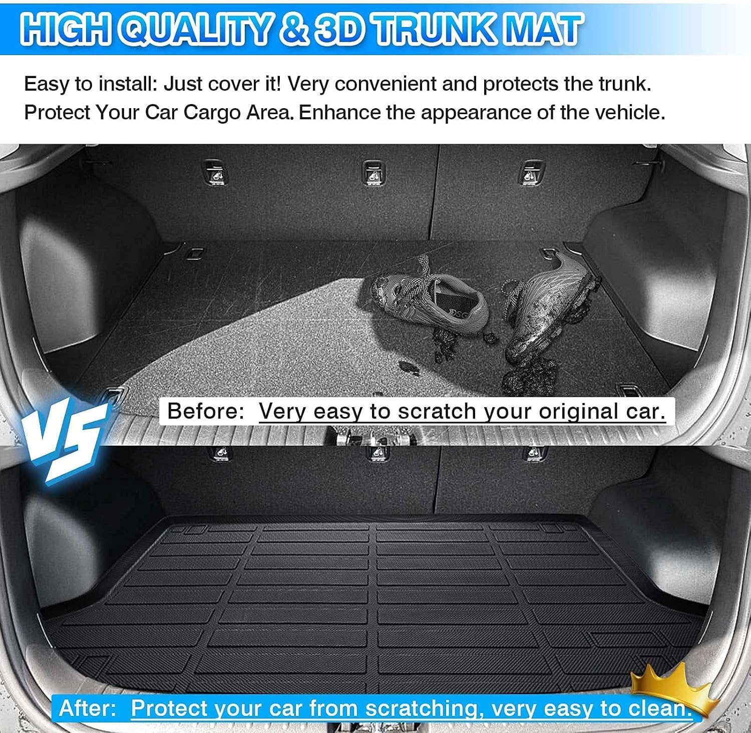 Cargo Liner for Kia Soul 2020 2021 2022 All Weather TPE Trunk Floor Mat Pack of 2 Q6365