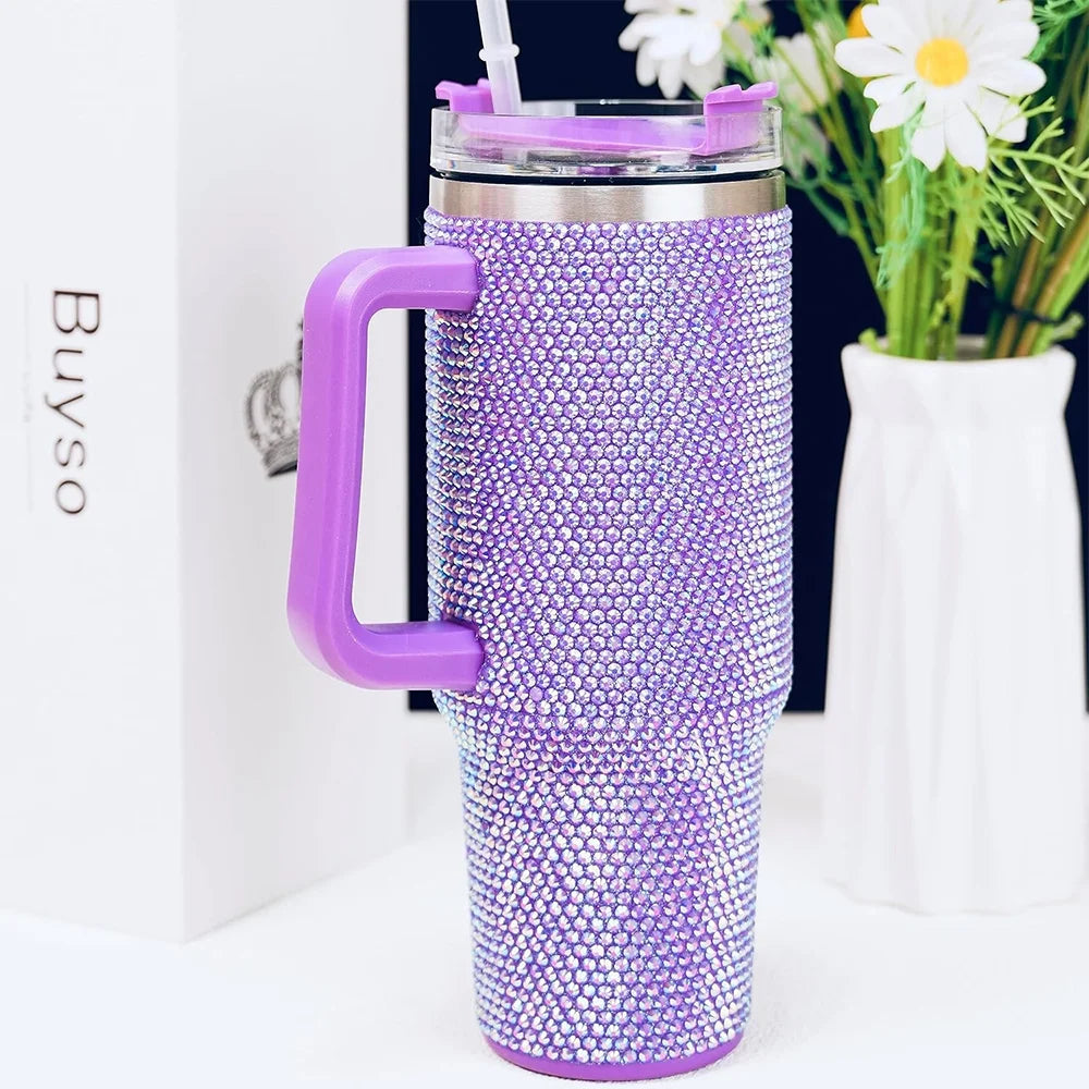 Rhinestone Stainless Steel Insulated Tumbler with Lids Q470