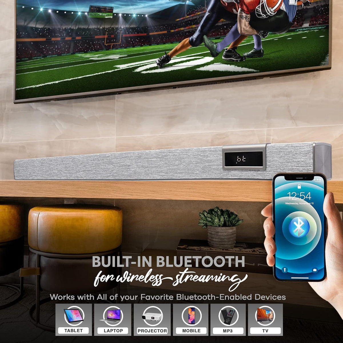 60W Bluetooth Sound Bar with Remote Control W199