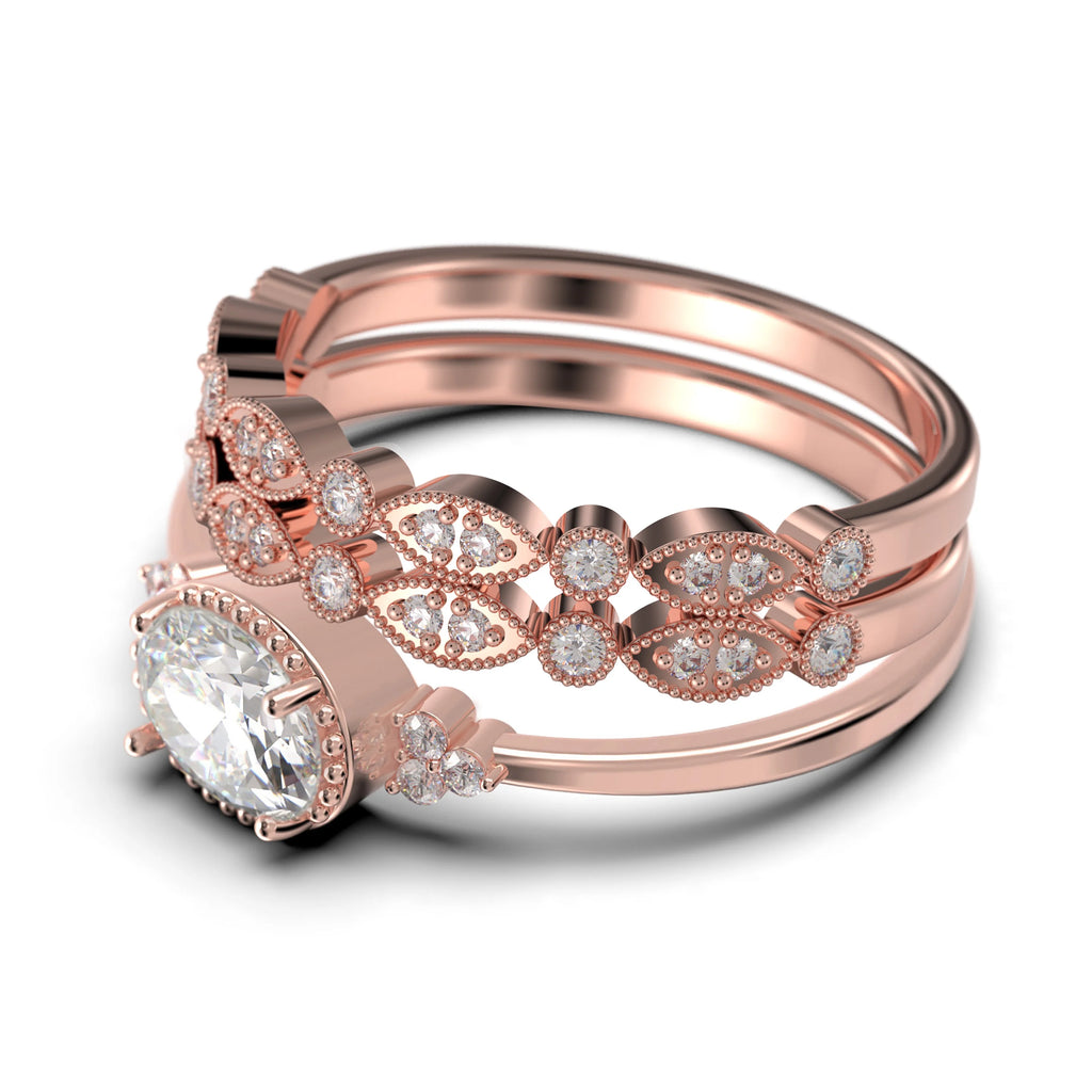 2.40 Carat Oval Cut Moissanite Engagement Ring in 925 Sterling Silver With 18k Rose Gold Plating M294013
