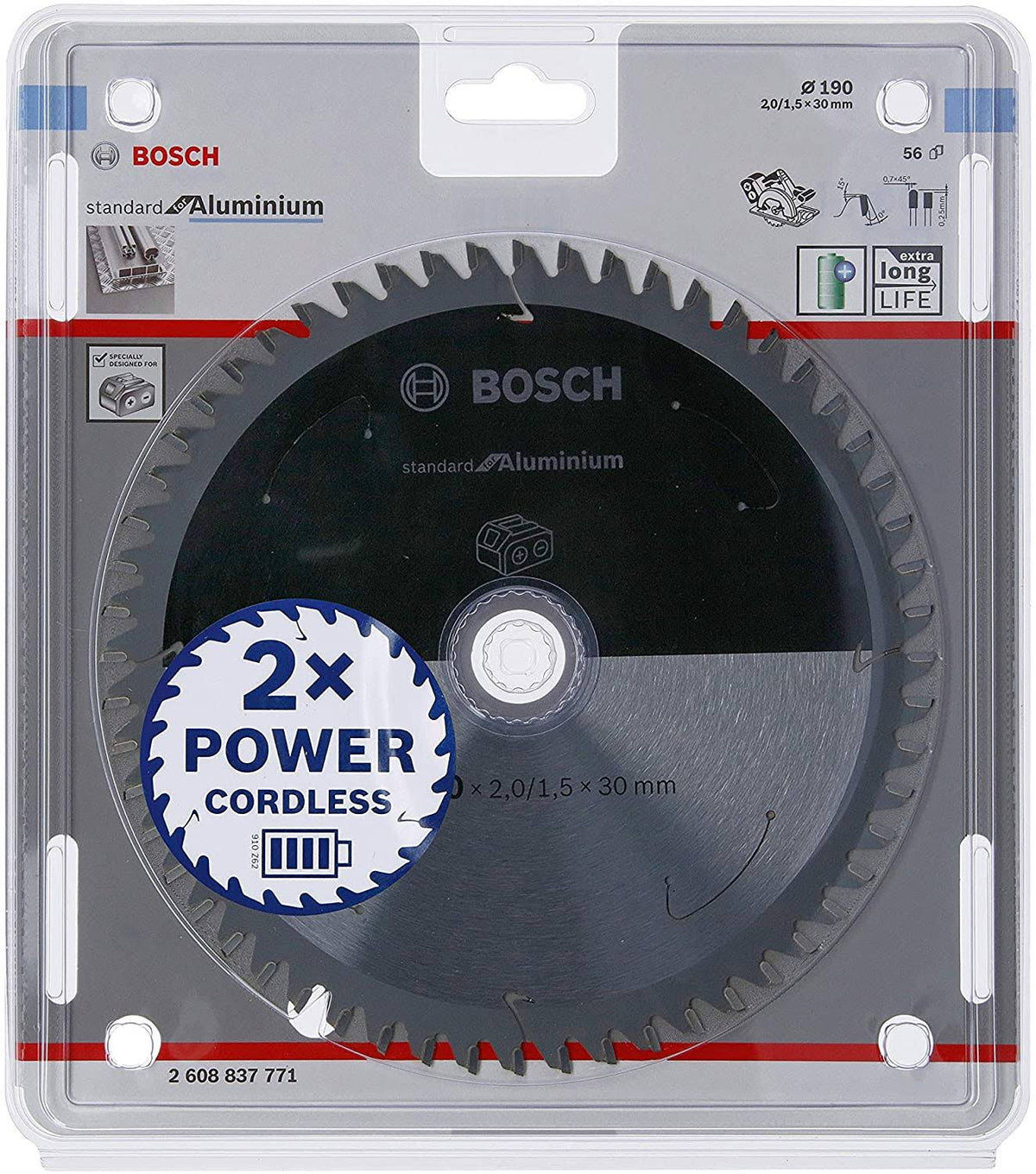 190 x 30 x 2 mm 56 Teeth Circular Saw Blade for Aluminium W1717