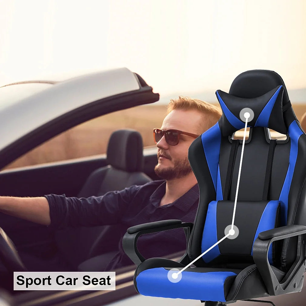 High-Back Gaming Chair with Lumbar Support (Blue) O475597