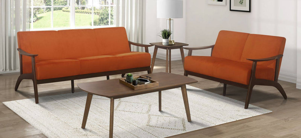 Orange Velvet Loveseat A960437