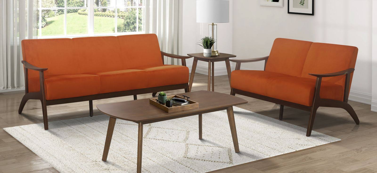 Orange Velvet Loveseat A960437