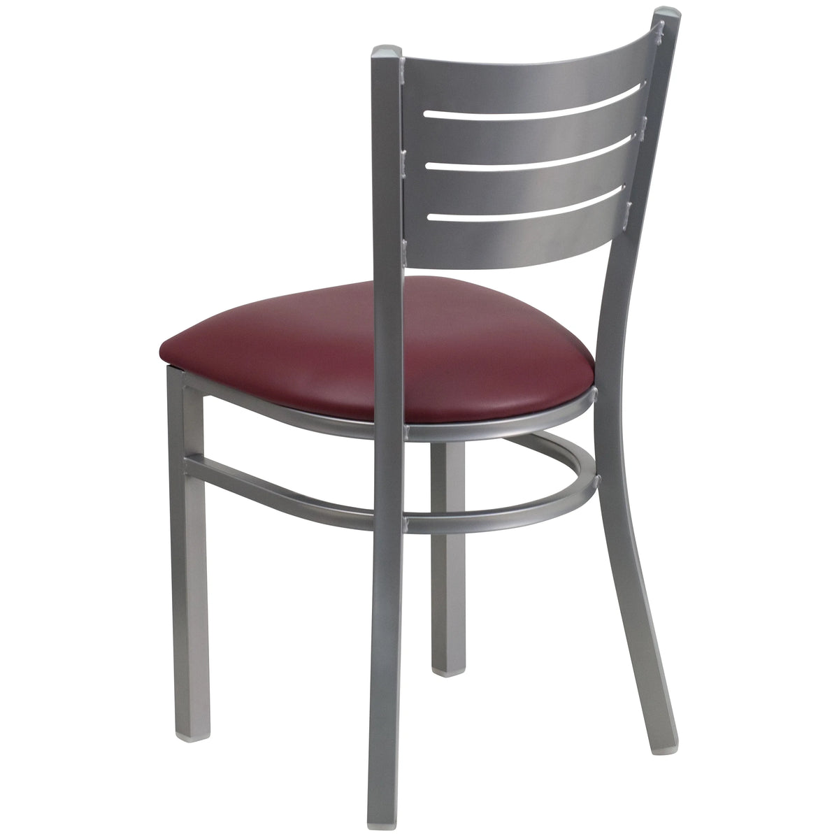 Burgundy Vinyl Seat Metal Restaurant Chair J38190