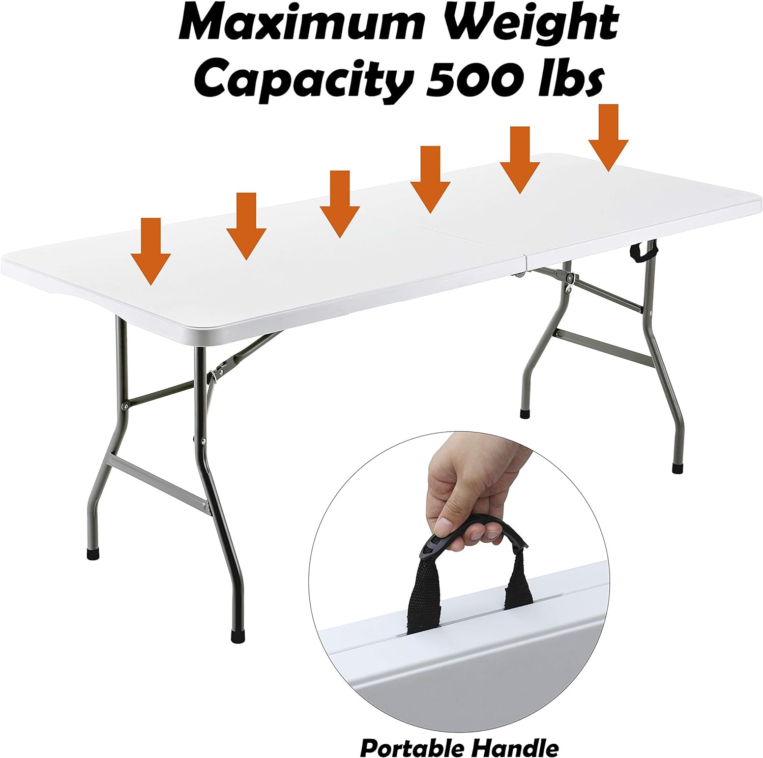6ft Folding Utility Table (White) P736489