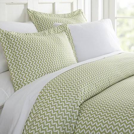 Puffed Chevron Sage Twin Duvet Cover Set X636695