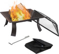 26-Inch Square Wood Burning Fire Pit with Spark Screen, Poker and Carrying Case X4267