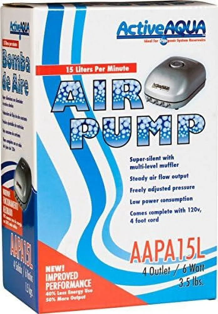 6 Watt 240 GPH Adjustable Hydroponic Aquarium Air Pump With 4 Outlets (2 Pack) B27704