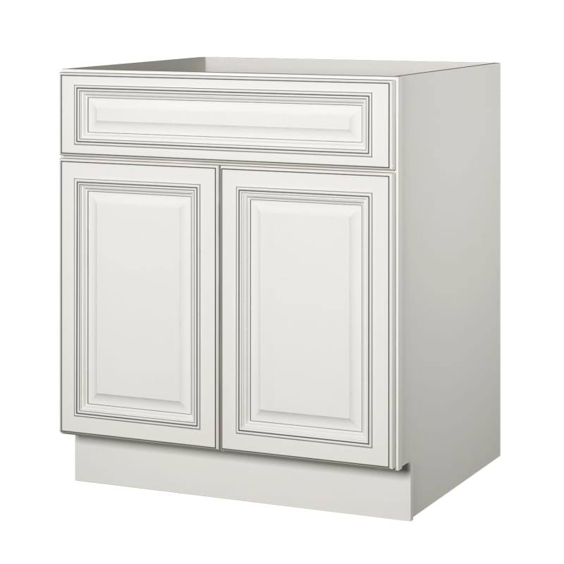 White 30 inch Double Door Sink Base Cabinet X851