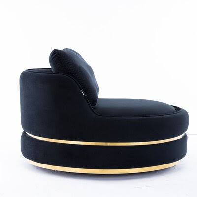 Black Velvet Swivel Barrel Chair E13031