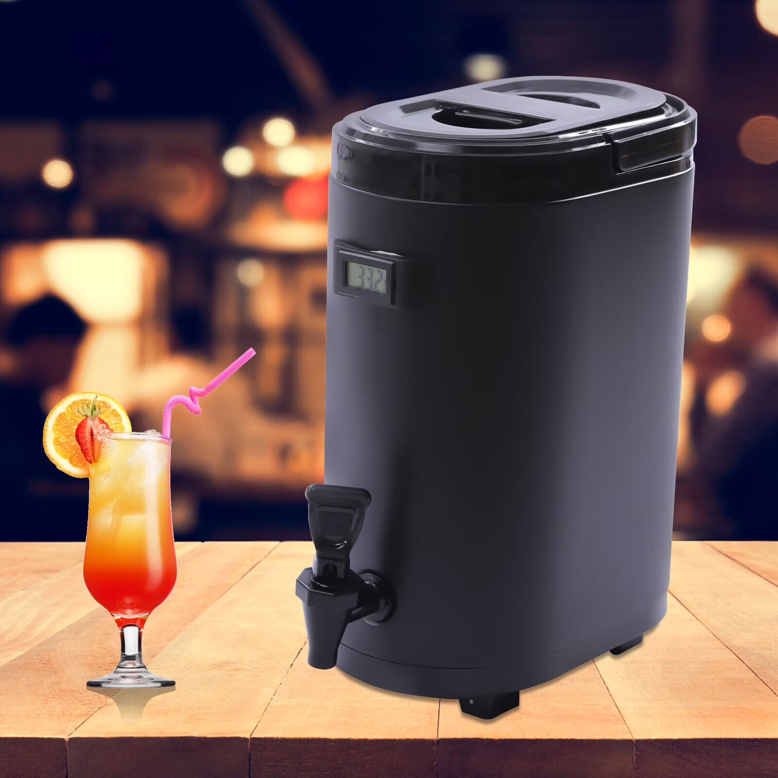 10L Insulated Stainless Beverage Dispenser with Thermometer F767520