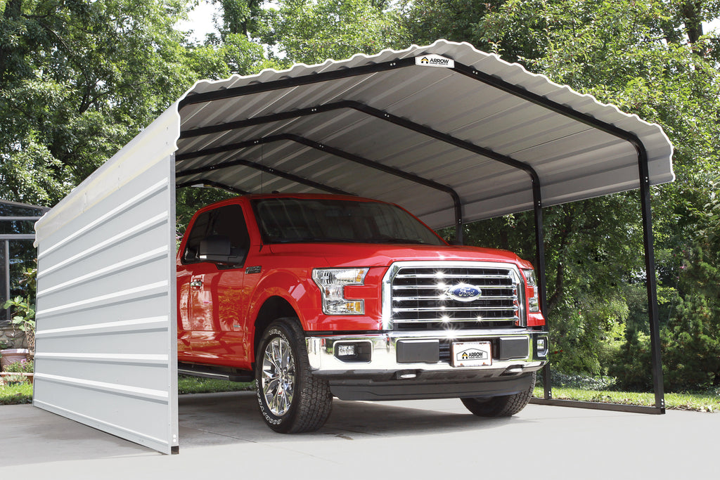 Galvanized Steel Carport with 1-Sided Enclosure, 12' x 20' x 7' H65481