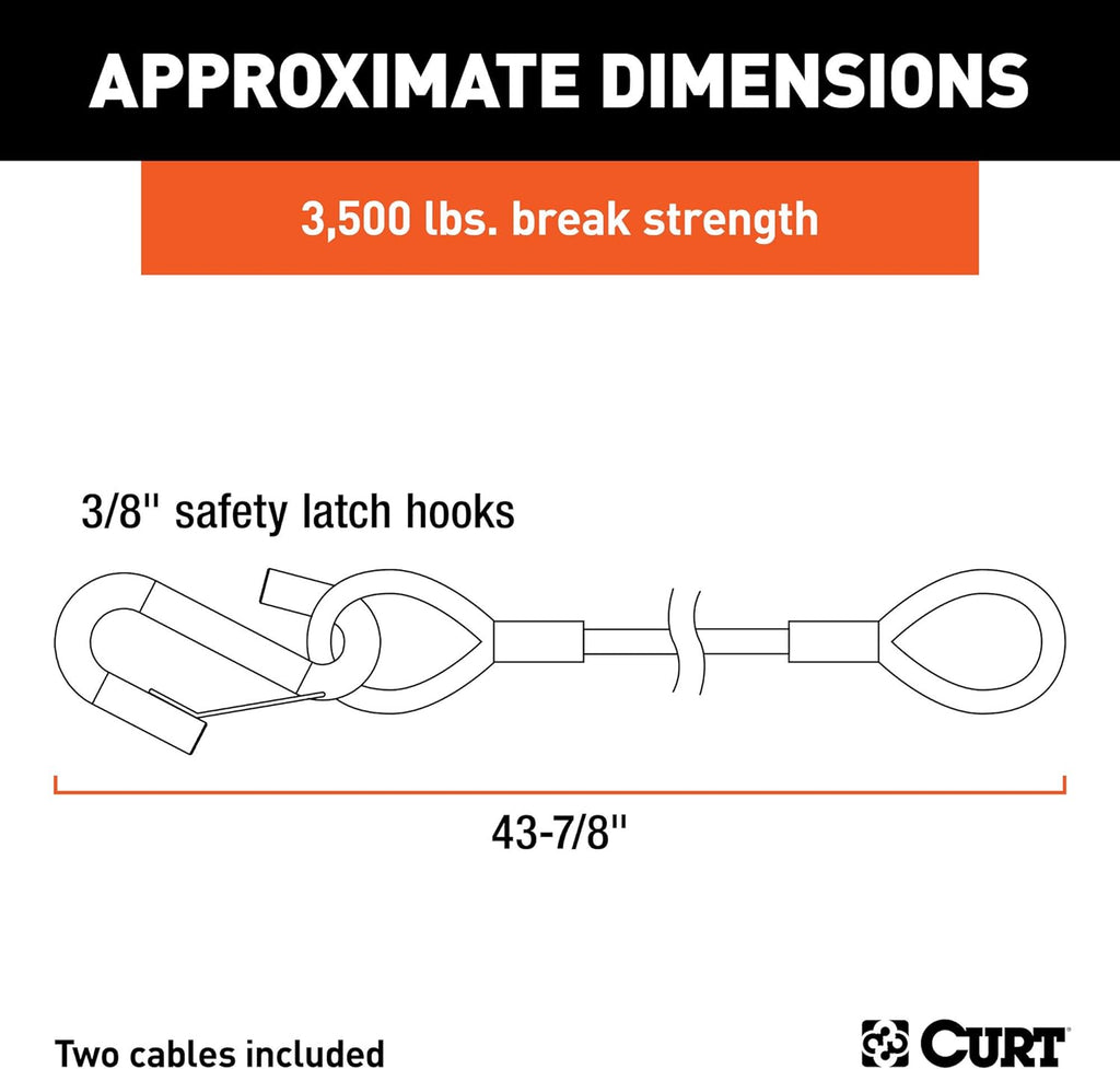 Vinyl-Coated Trailer Safety Cables with Snap Hooks, 2-Pack E802510