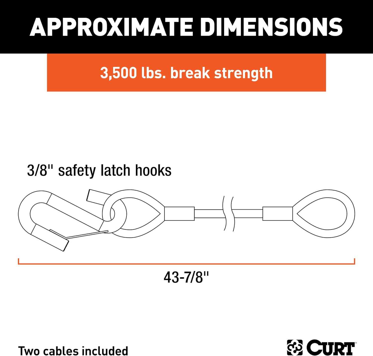 Vinyl-Coated Trailer Safety Cables with Snap Hooks, 2-Pack E802510