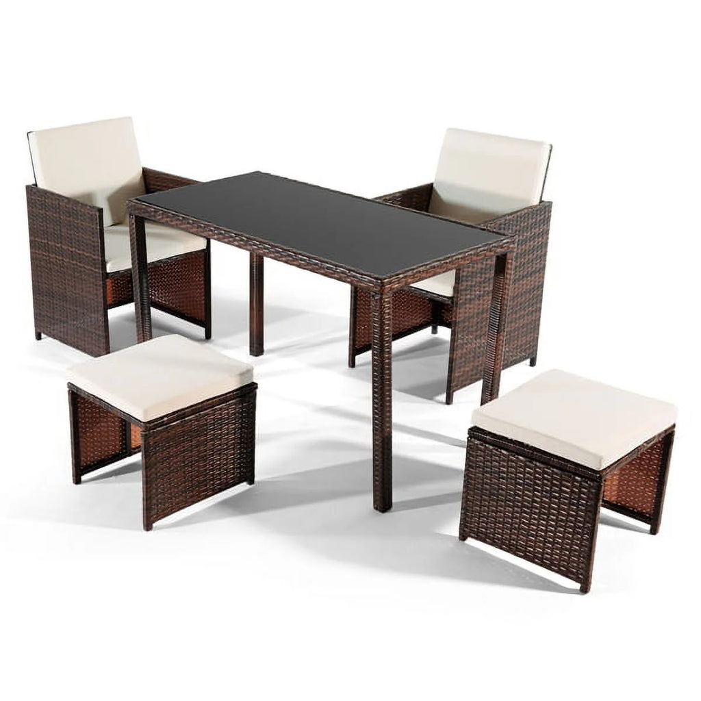 5-Piece PE Rattan Outdoor Dining Set U790541