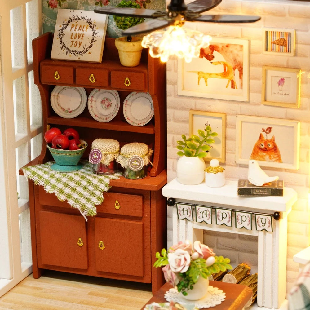DIY Miniature Dollhouse Kit 3D Wooden House Room Craft with Furniture LED Lights M994